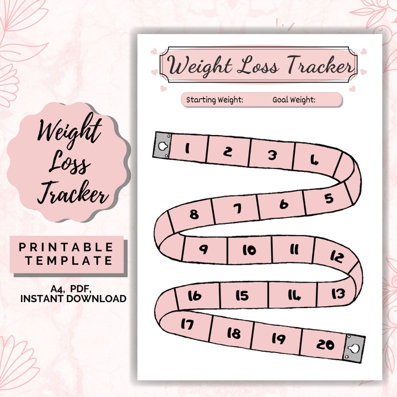 Weight Loss Tracker 20 Lb kg Motivational Chart Weight Loss Etsy