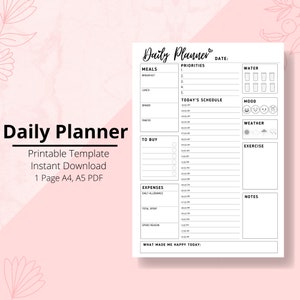Daily Planner, Daily Organizer, Daily to do list, Weekly Organizer, weekly planner, Work Planner,  A4 PRINTABLE PDF