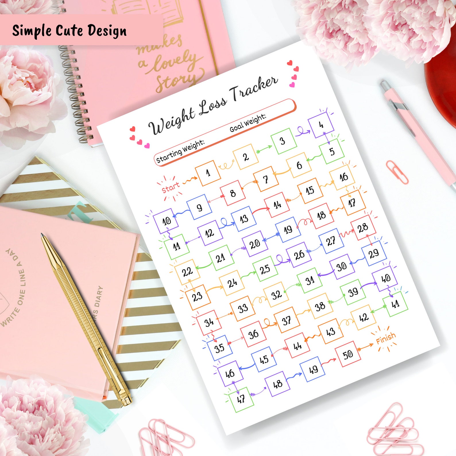 Weight Loss Tracker Printable 50 Lb/kg Weight Loss Chart - Etsy