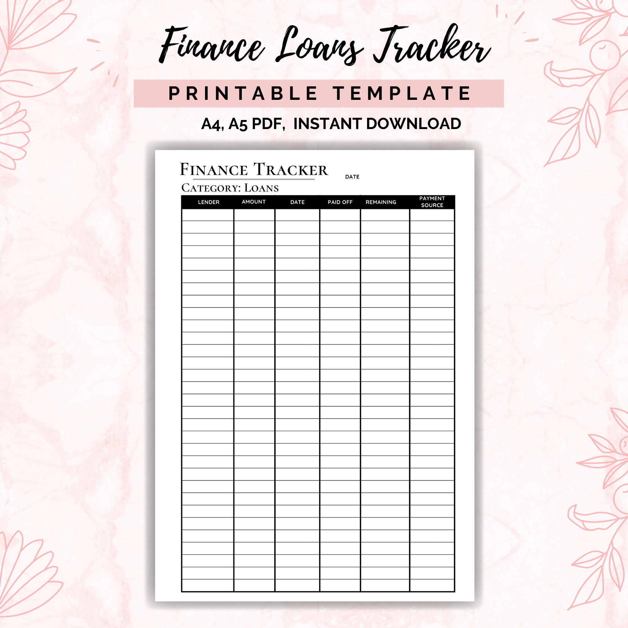 Financial Tracker Printable Financial Tracker Printable