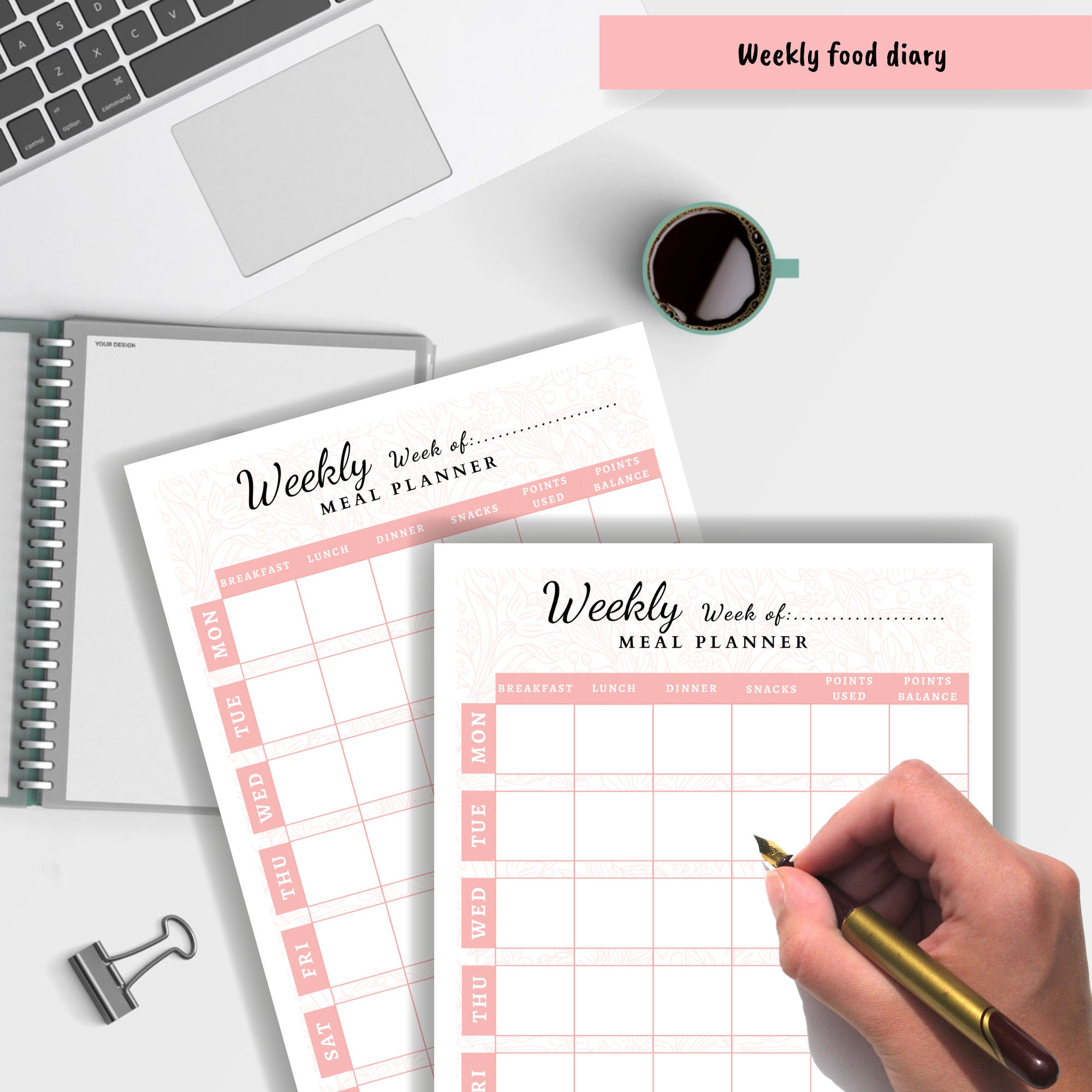 Weight Watchers Meal Planner, Food Diary, Weekly Meal Plan, Weekly Food ...