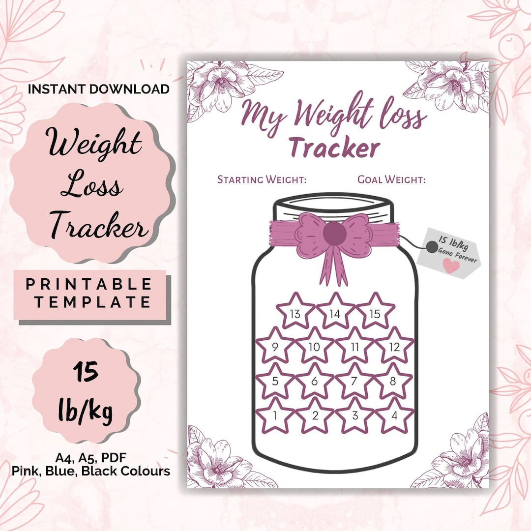 Weight Loss Jar 15 Lb/kg, Weight Loss Tracker, Weightloss Planner