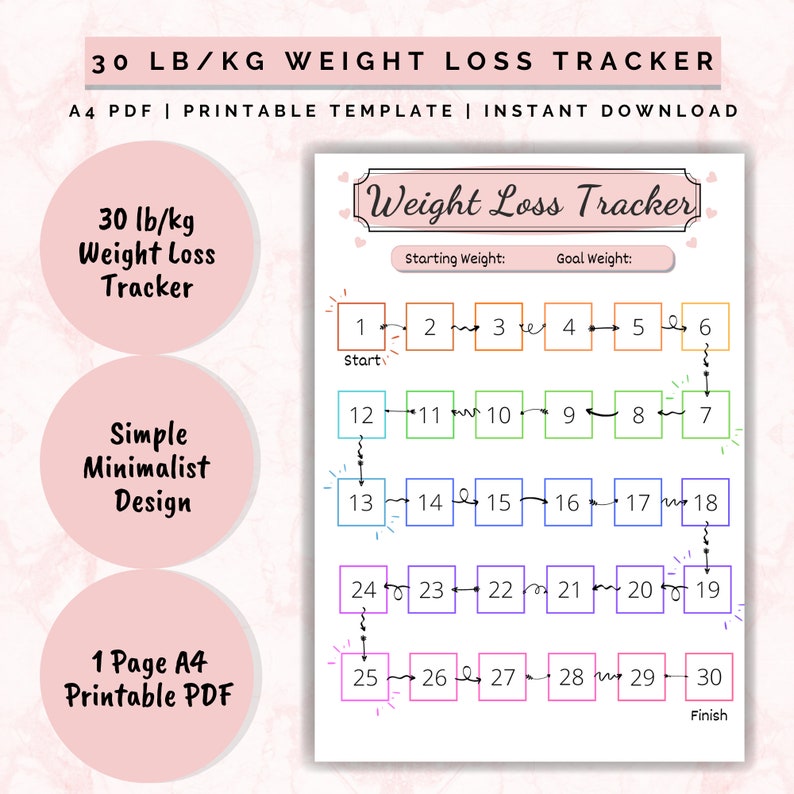 Weight Loss 30 lb/kg Weight Loss Tracker Weight loss Etsy