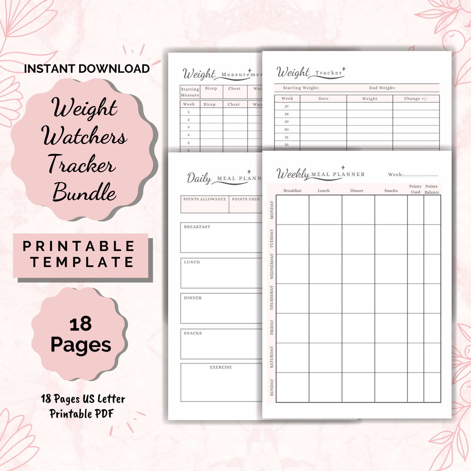 Weight Watchers Food Diary 52 Weeks Weight Loss Tracker WW Journal