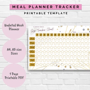 Slimming World Syn Tracker Printable PDF Week Food Diary - Etsy