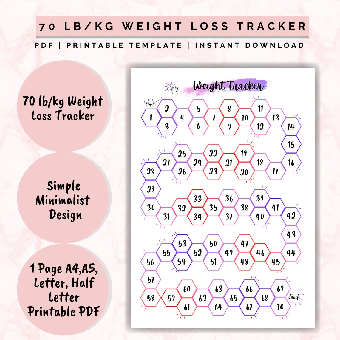 Weight Loss 70 Lb/kg Weight Loss Tracker Weightloss Planner Etsy UK