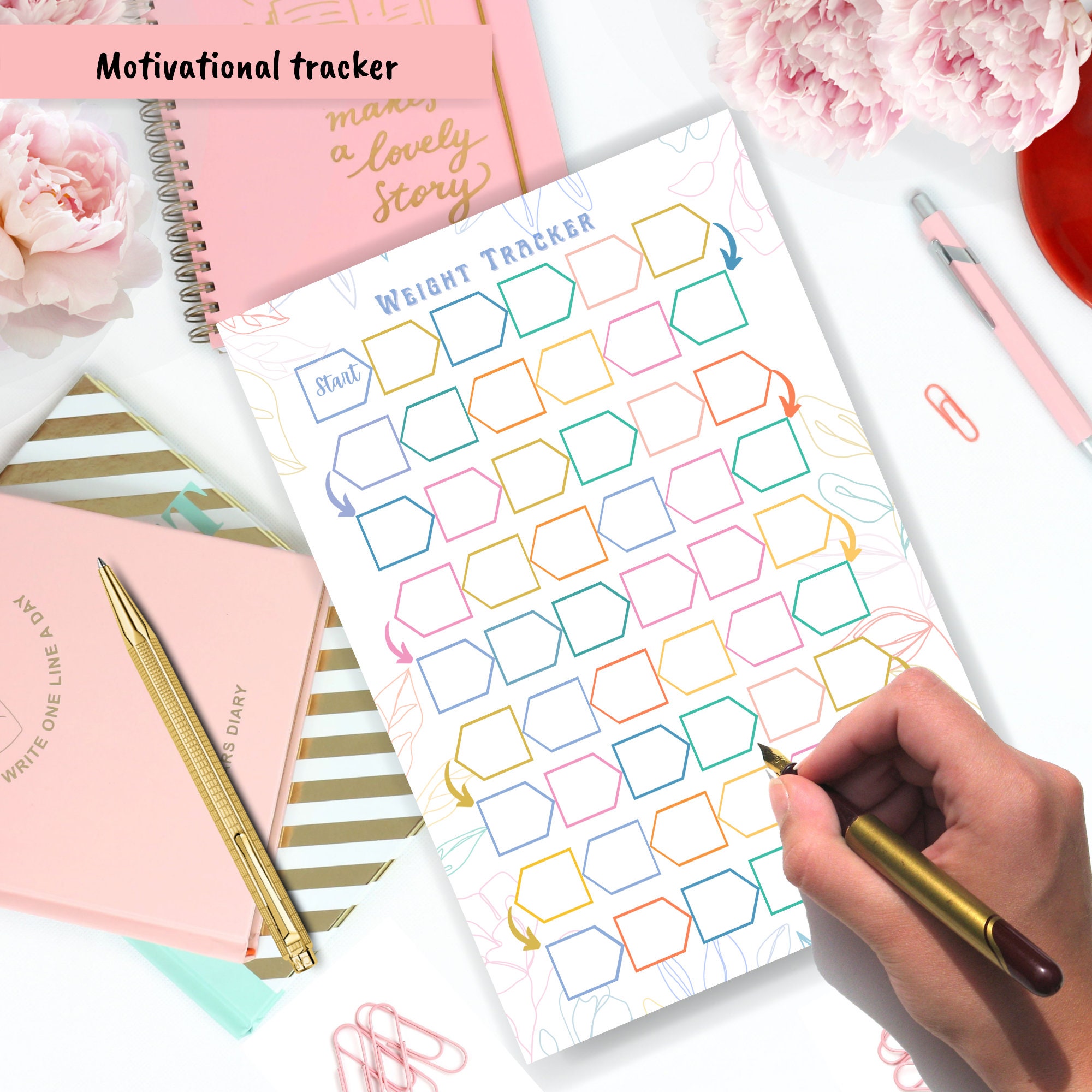 52 Week Weight Loss Tracker Printable, Motivational Chart (PDF) - Etsy