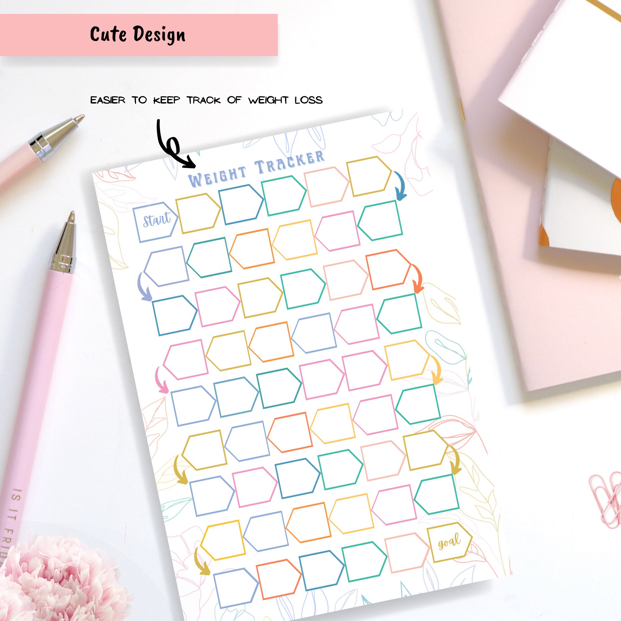 52 Week Weight Loss Tracker Printable, Motivational Chart (PDF) - Etsy