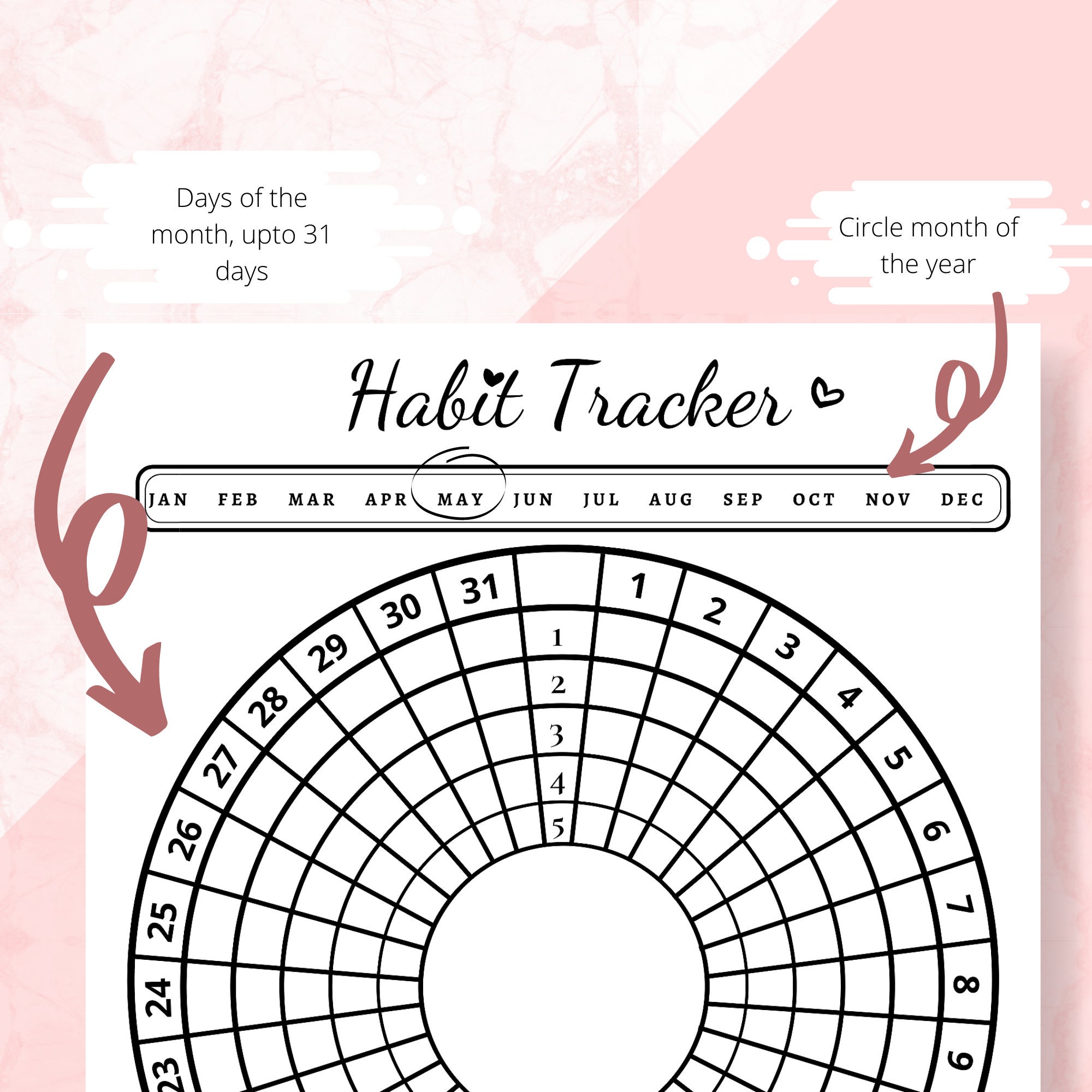 Circle Habit Tracker Printable, Routine Log, Routine Planner, Habit Log ...