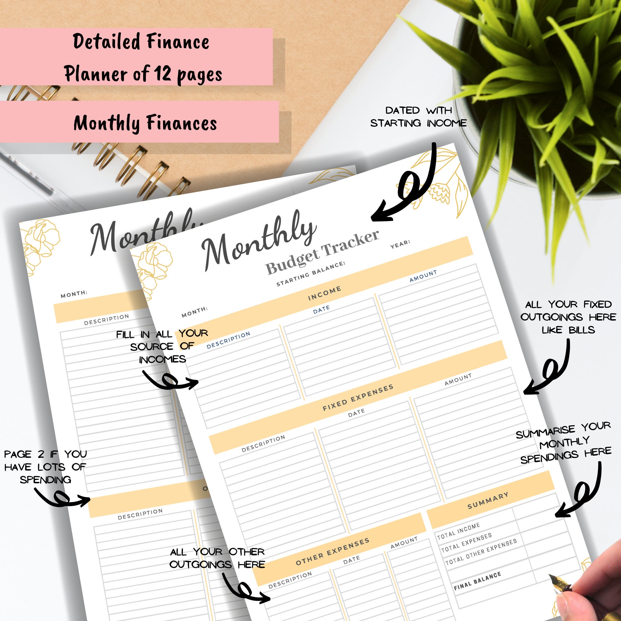 Finance Journal, Finance Planner, Budget Planner, Monthly Budget Planner, Savings Tracker ...