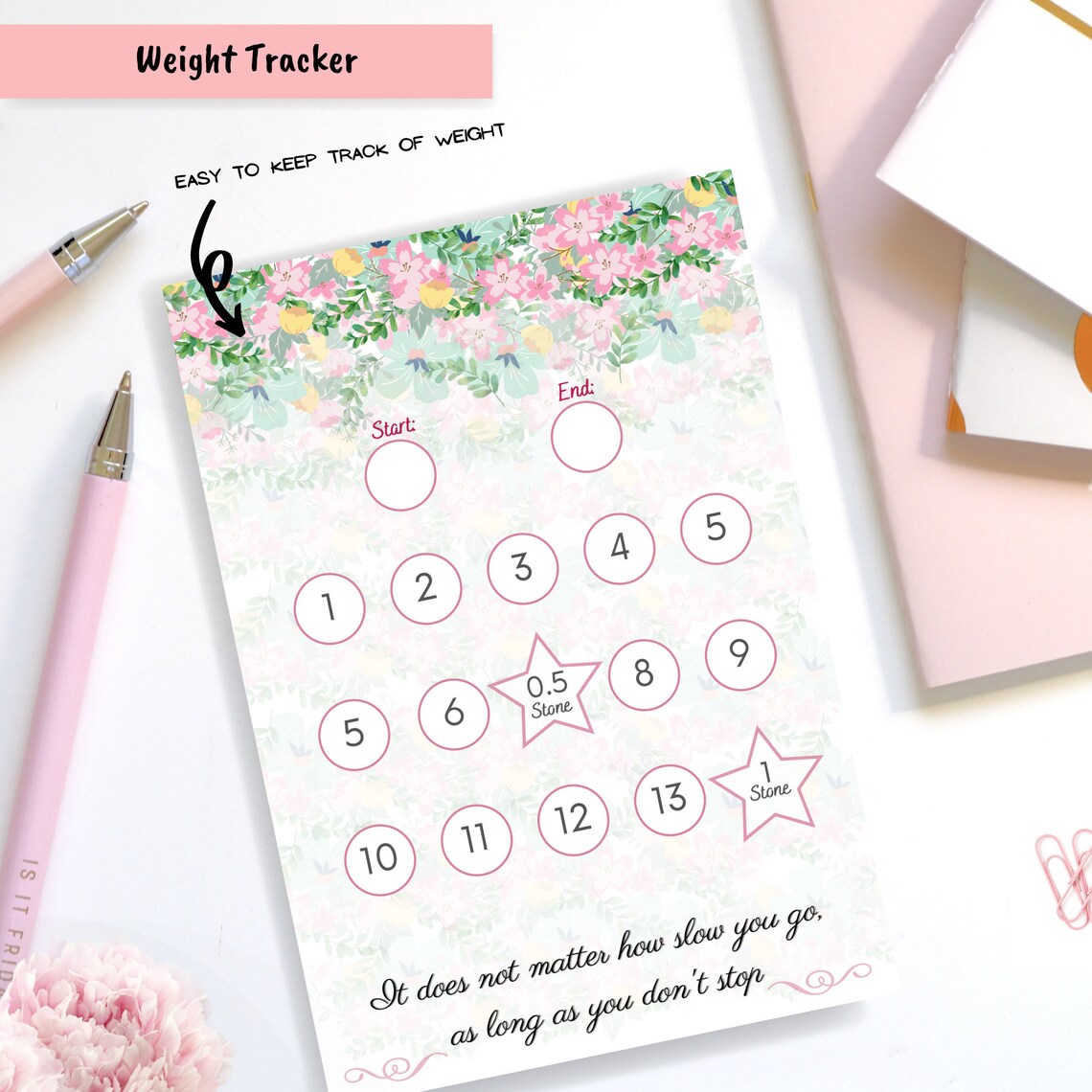 Weight Loss Tracker Printable 1 Stone Weight Loss Chart - Etsy