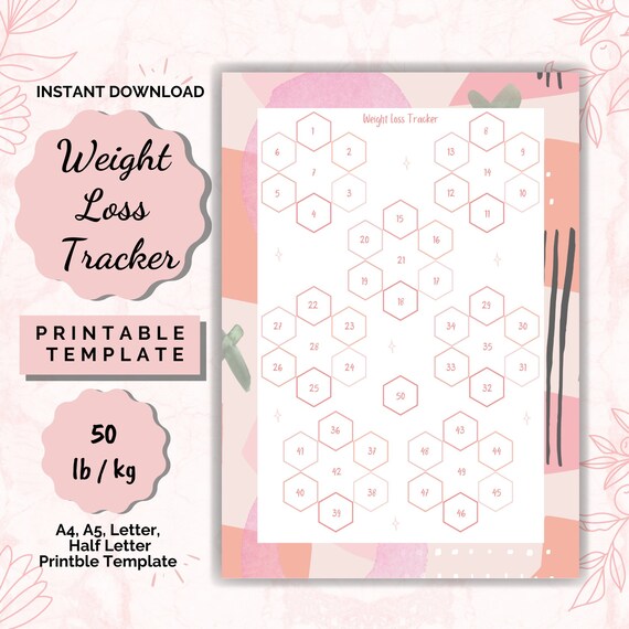 Weight Loss Tracker Printable 50 Lb/kg Weight Loss Chart | Etsy