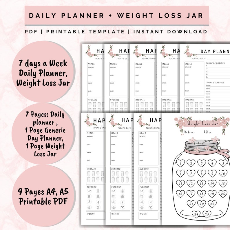 Weight Loss Jar 25 Lb/kg Printable Weight Loss Chart Weight Etsy