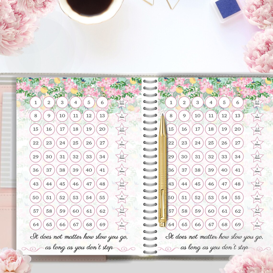 Weight Loss Tracker 5 Stones Printable Weight Loss Chart - Etsy