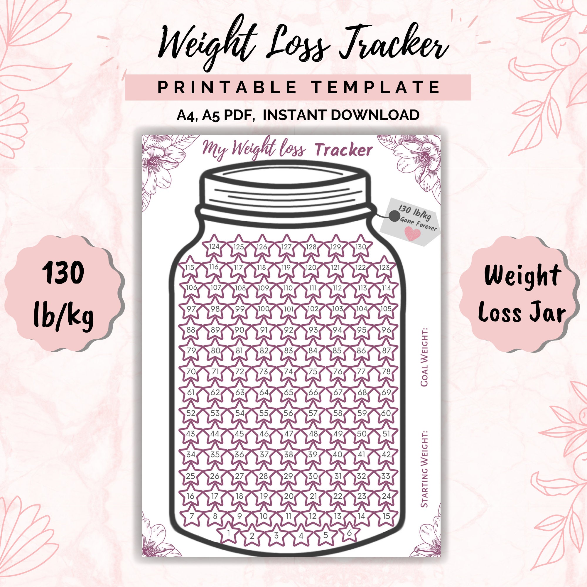Weight Loss Jar 130 Lb/kg Weight Loss Tracker Weightloss Etsy UK