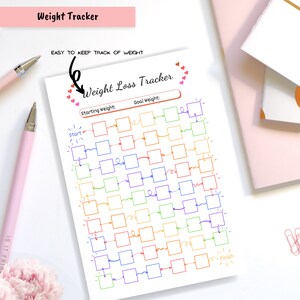 Weight Loss Tracker 52 Weeks, Weight Loss chart, Motivational chart, weight progress, A4 Printable PDF image 6