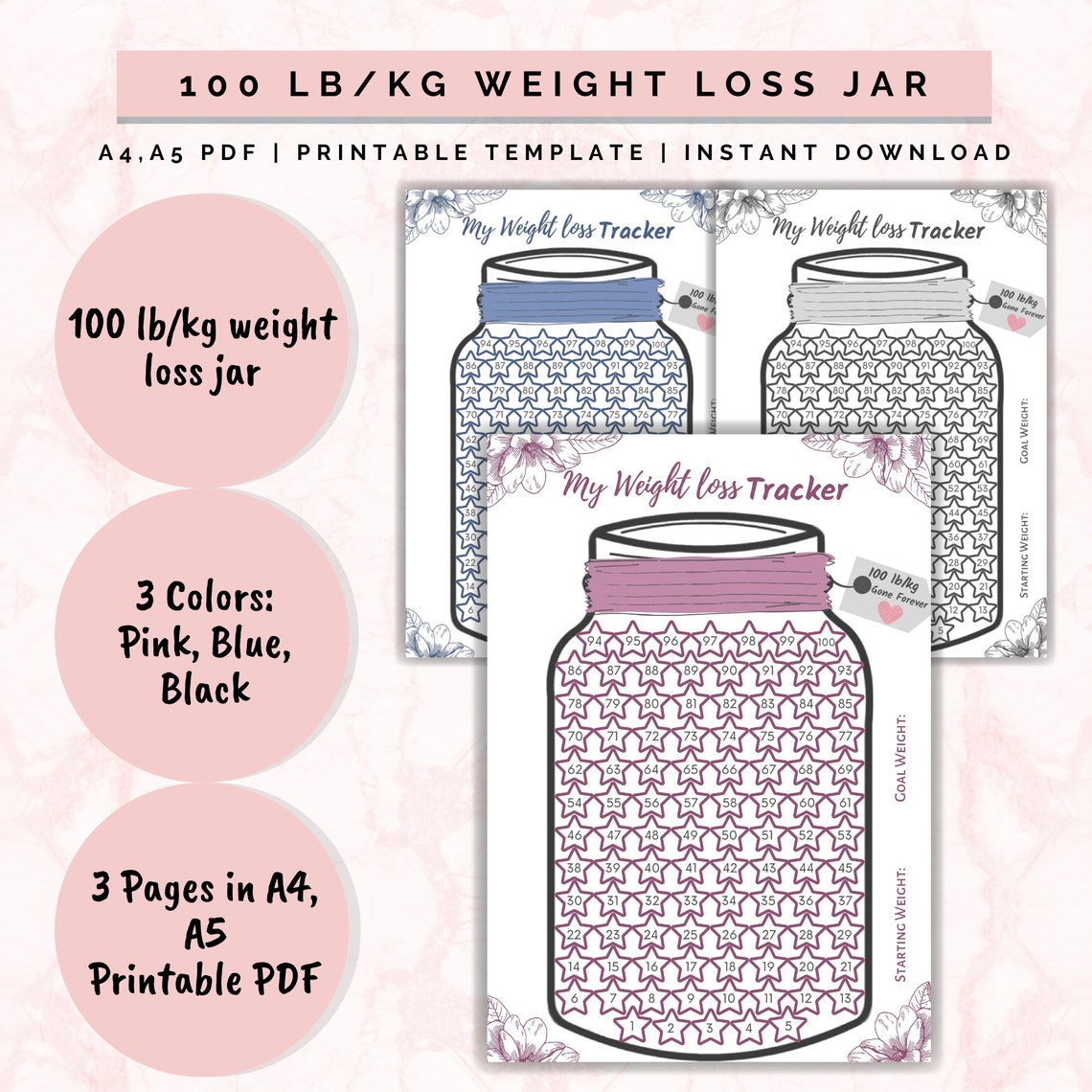 Weight Loss Jar 100 Lb/kg Weight Loss Tracker Weightloss Etsy