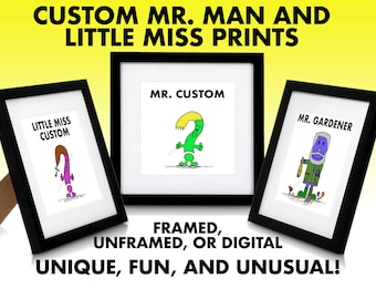 Custom Mr Men Inspired and Little Miss Inspired Artwork - 20x20 Print or Download for a Perfect Personalised Gift!