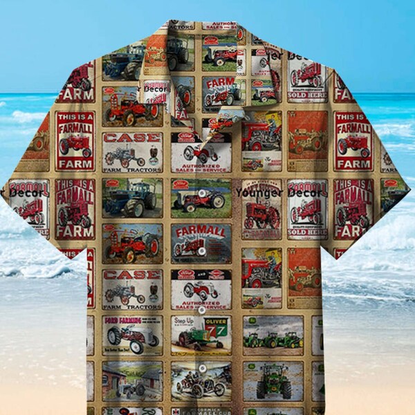 Beer And Tractor Autumn Farm Life Hawaiian Shirt Short Sleeve, Hawaiian Shirt For Woman HO3583