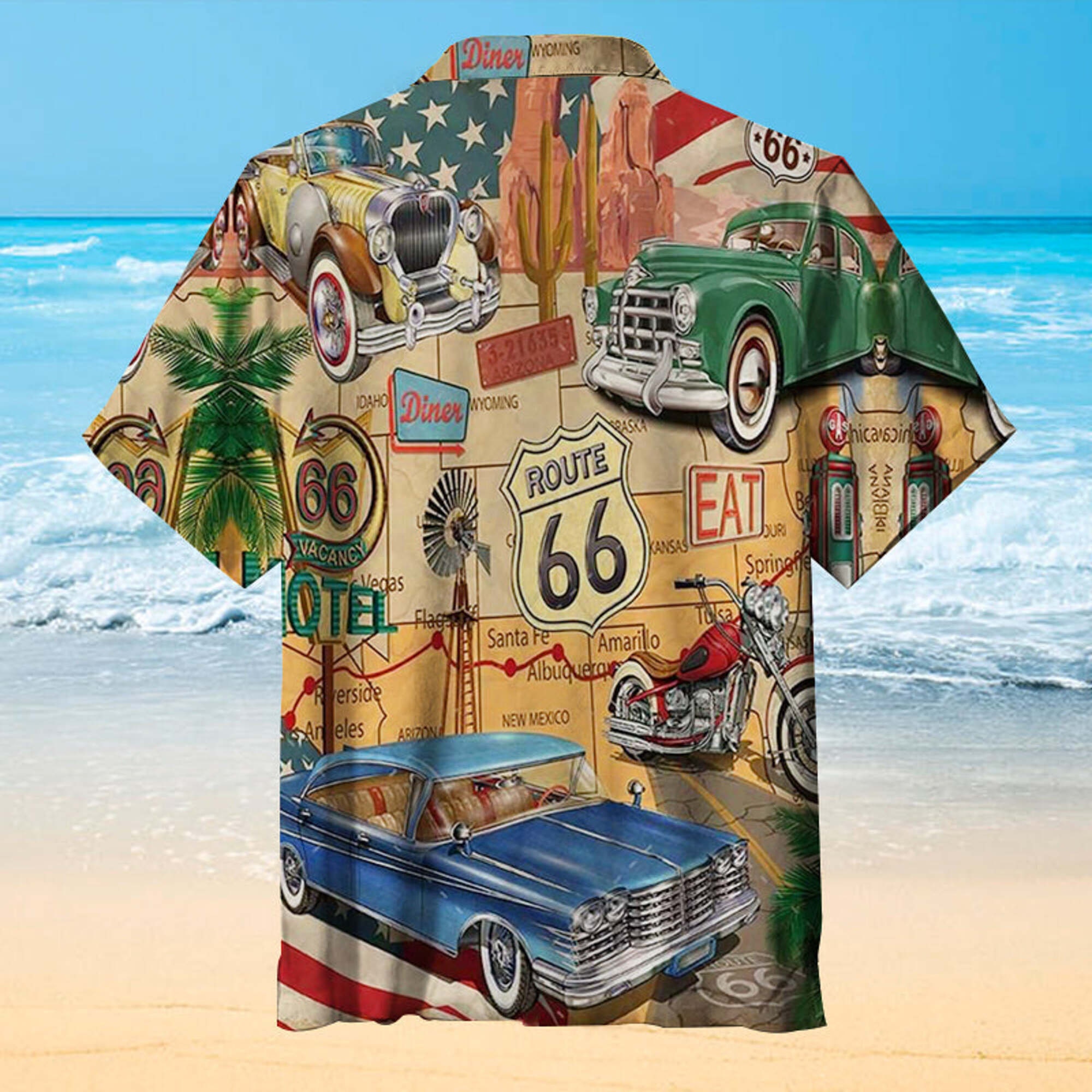 Route 66 Hawaiian Shirt, Muscle Car On Route Hawaiian Shirt sold by ...