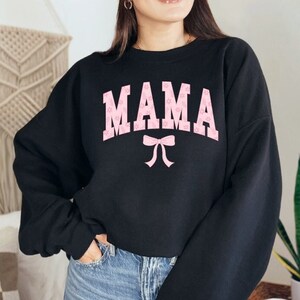 Mama Coquette Bow Crewneck Gift for Mother's Day | Pink Bow Mom Birthday Present for Her | Trendy Mama Sweatshirt for New Mom or Mom-to-Be