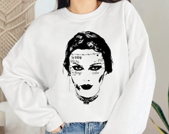 Taylor Fortnight Post Malone Tattoo Crewneck Sweatshirt TTPD Tortured Poets Unisex Sketch Artistic Vibes Drawing Dept Gift for Swiftie