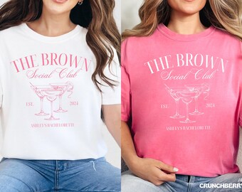 Bachelorette Social Club Cocktail Matching Group Shirts Comfort Colors Trendy Bach Tee Party Shirts Bridal Bridesmaid T-Shirt for Girl Trip