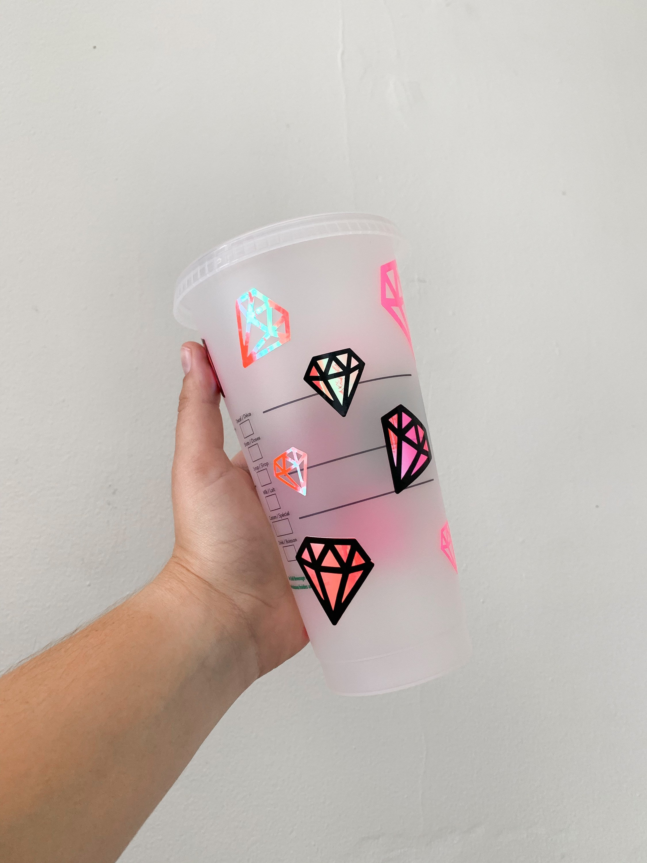 Diamond Starbucks Tumbler Holographic Iced Coffee Cup Etsy