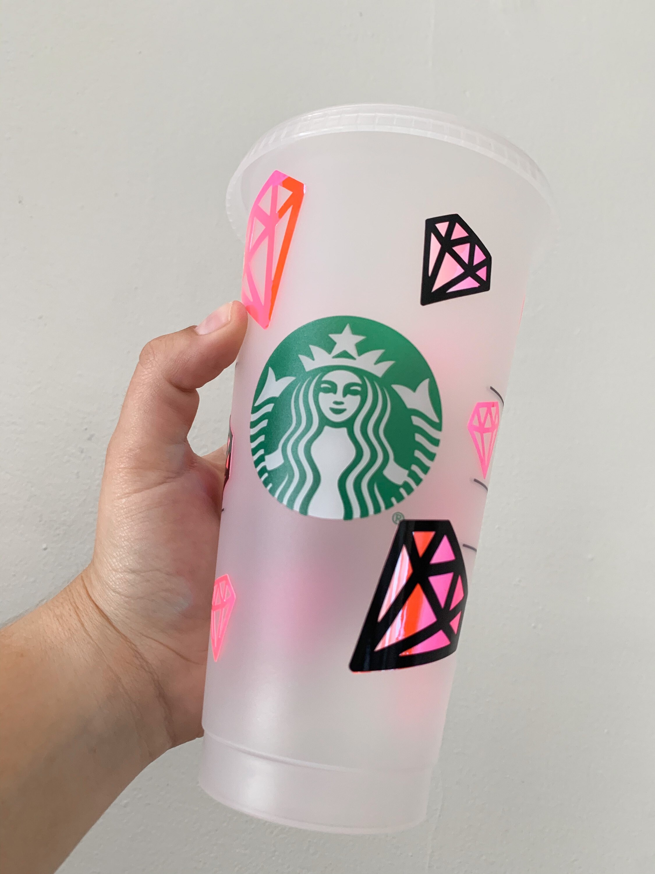 Diamond Starbucks Tumbler Holographic Iced Coffee Cup Etsy