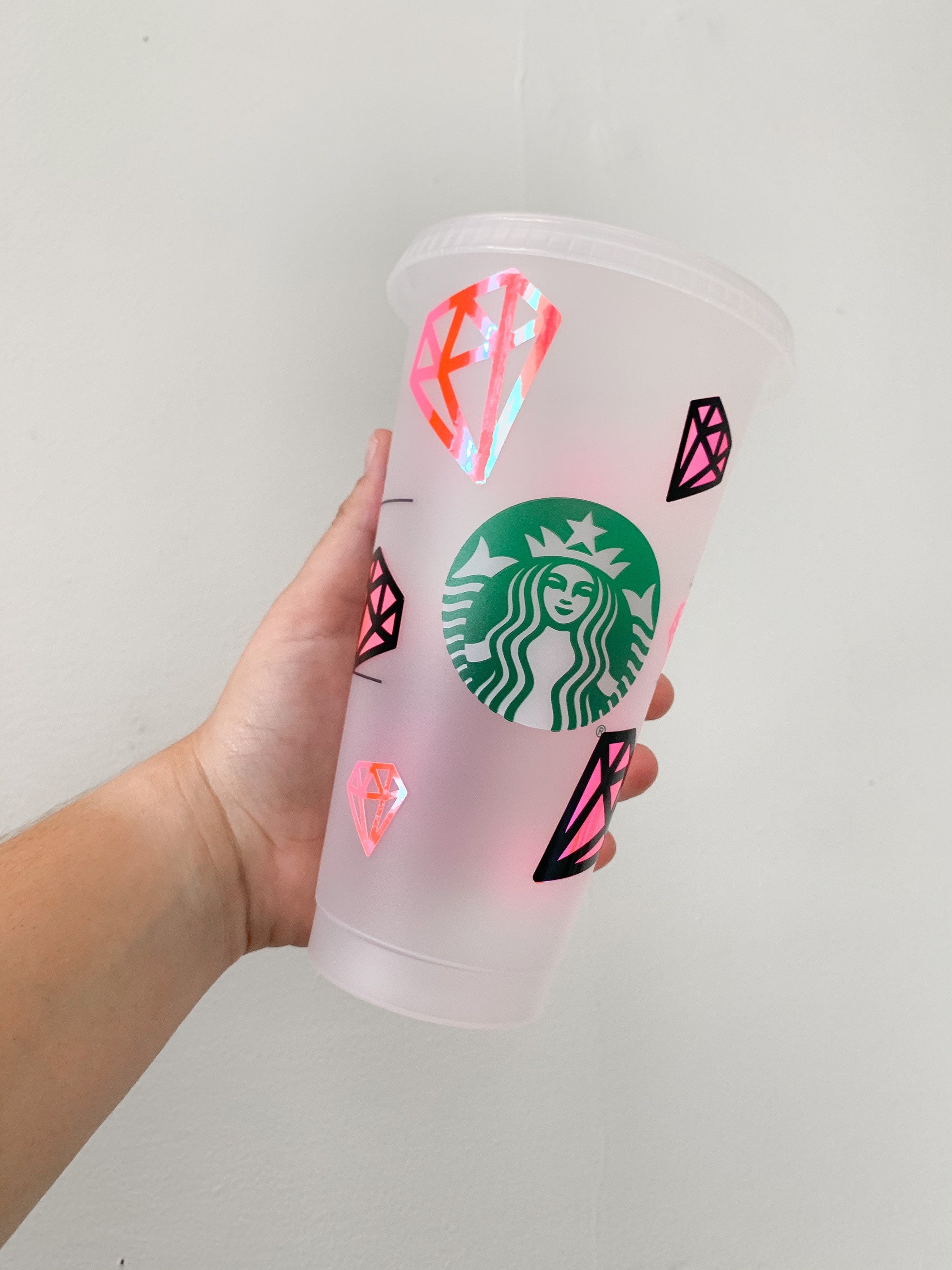 Diamond Starbucks Tumbler Holographic Iced Coffee Cup Etsy