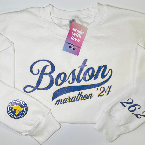 Boston Marathon Unisex Crewneck | Gift Idea for Runner | Boston Runner 26.2 Sweatshirt Gift 2024 | 2024 Marathon Runner Crewneck