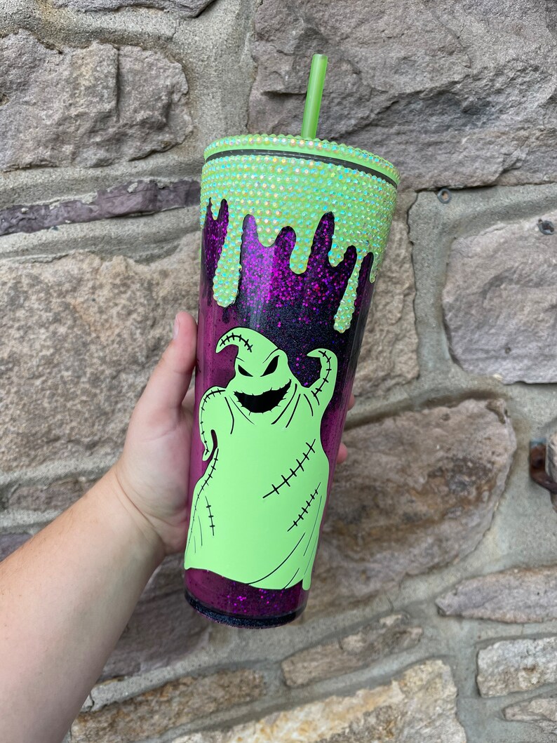 Glow in the Dark Halloween Snow Globe Tumbler Drip Etsy