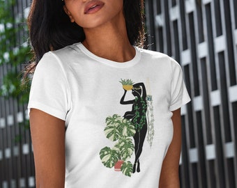 Botanical Shirt Plant Princess with Monstera Thai Constellation Philodendron Micans and Silver Glory String of Hearts Plant Lover Gift