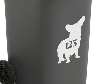 3 Set Corgi Corgies Dog Wheelie Bin Numbers House Sticker Recycling Number Box Sign Dog Puppy