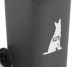 3 Set of German Shepherd Alsatian Wheelie Bin Numbers House Sticker Recycling Number Box Sign Dog Puppy