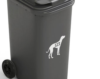 3 Set Dalmation Wheelie Bin Numbers House Sticker Recycling Number Box Sign Dog Puppy