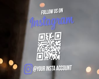 Follow us on Instagram Shop Window QR Code Vinyl Business Decal Sticker