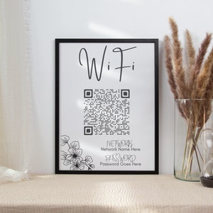 Custom Home Wifi Password QR Code Printable AirBNB, Share internet image 1