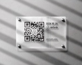 Scan to Book Acrylic Sign | QR Code Plaque for Holiday Rentals Custom QR Code Booking Sign Airbnb