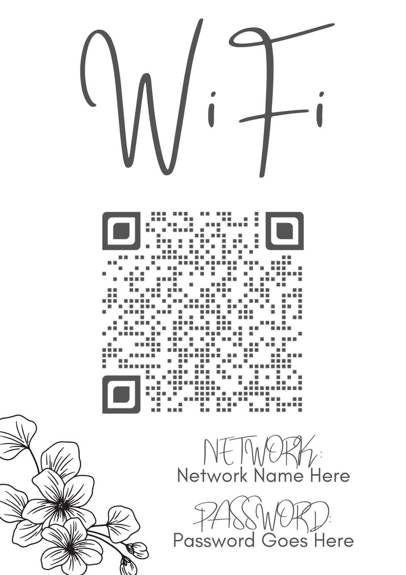 Custom Home Wifi Password QR Code Printable AirBNB, Share internet image 2