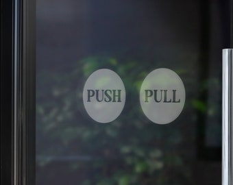 Frosted Push Pull Circular door signs for small business, barber, restaurant, cafe