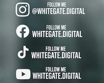 2x Custom INSTAGRAM TikTok Youtube Username Social media Tag Vinyl Sticker Decal for Car Bumper, Window, Glass
