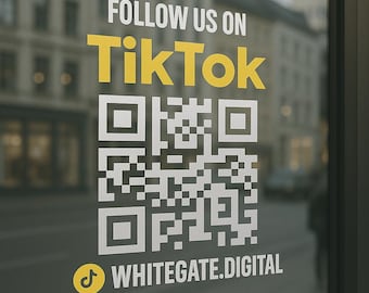 Follow us on TikTok Shop Window QR Code Vinyl Business Decal Sticker Solic Colour
