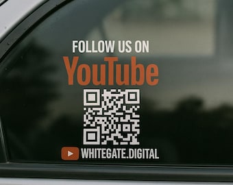 QR Scan to Follow me Youtube vinyl Car, Shop Window, restaurant, barber QR Code decal Business Decal Sticker Colour