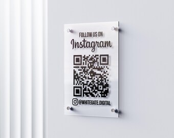 Scan to Follow Us Acrylic Sign | QR Code Plaque for Hairdressers Salons Spas Custom QR