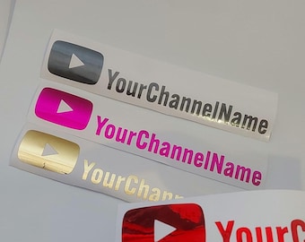 Custom Chrome YouTube Style Decal Carbon Effect Name Sticker Personalised Channel Logo Vinyl for Laptop Wall Car youtuber