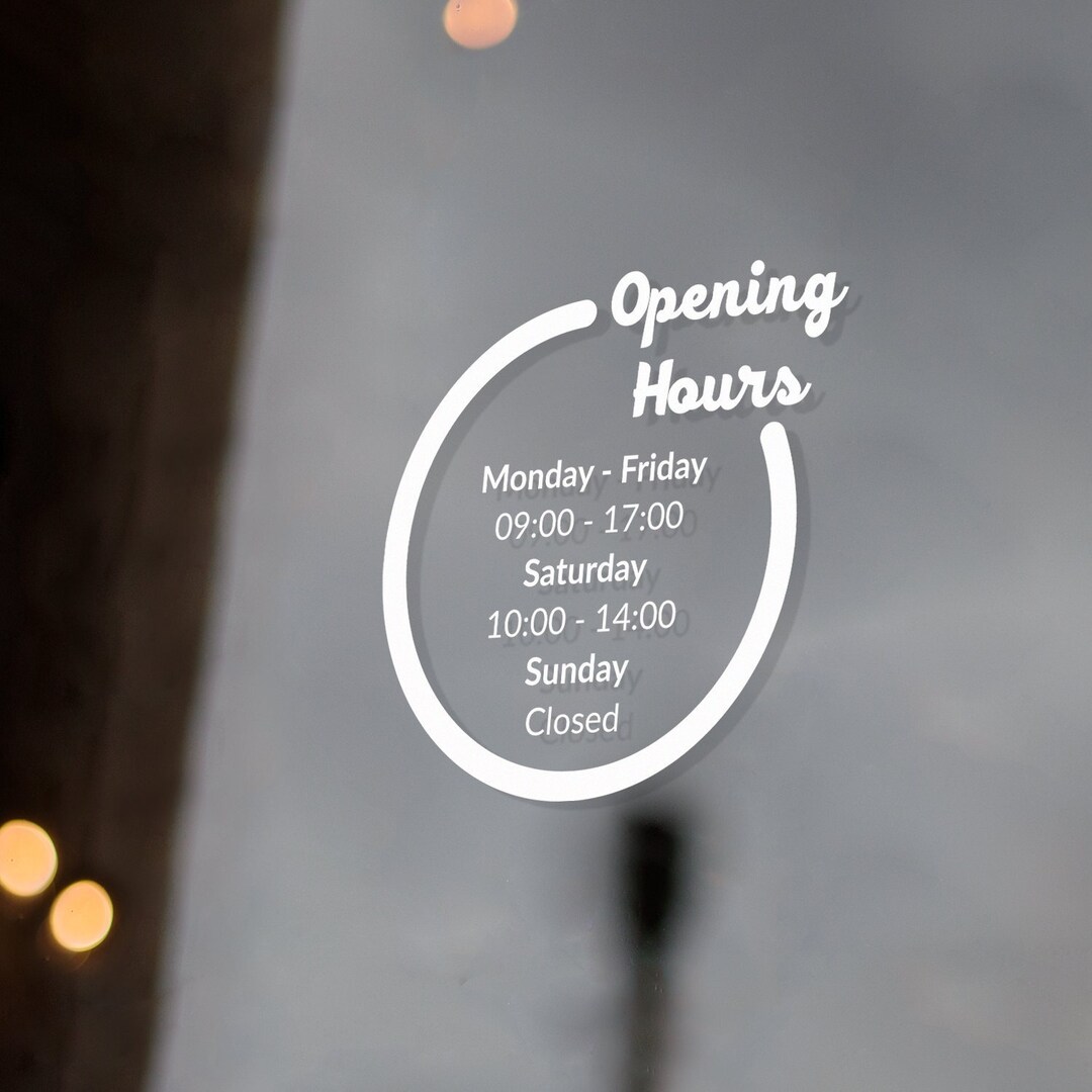 Circular Business Hours Window / Wall Vinyl - Etsy UK