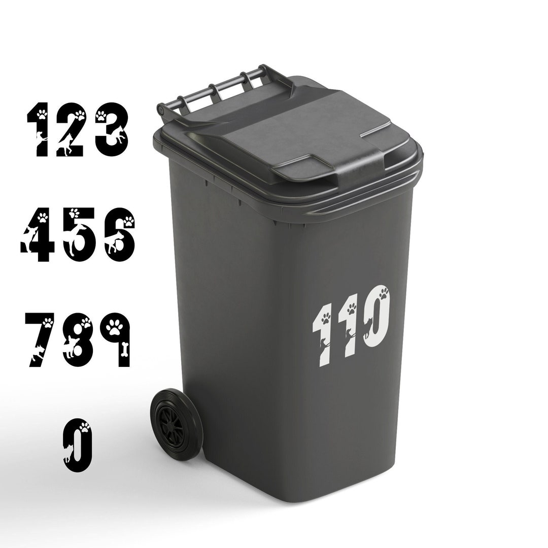 3x Dog Paws Bin Numbers, Recycling Bin House Number, Organisation ...