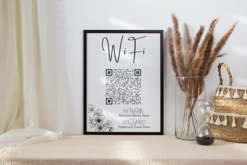 Custom Home Wifi Password QR Code Printable AirBNB, Share internet image 1