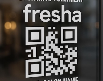 Custom Window Book an Appointment Fresha QR CODE Vinyl Sticker Shop Barbers Salon Treatment Hairdressers Tanning
